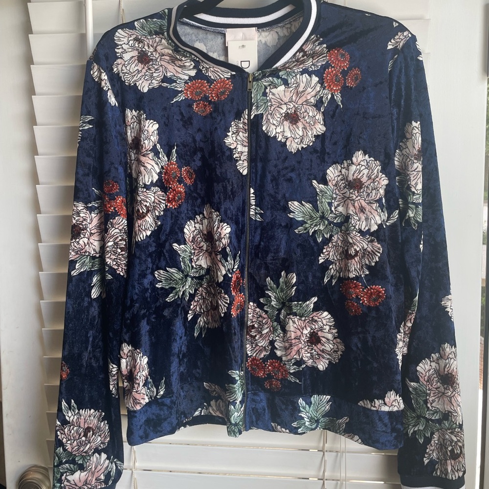 Dolce boutique floral bomber jacket in navy - size large